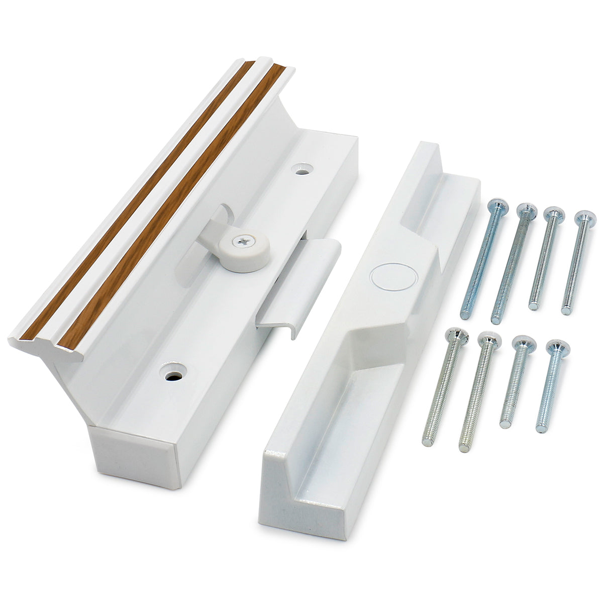 Patio Door Handle Set C-1111 Extruded Aluminum 7-3/8 inch X 1-1/2 inch Removable Knock-Out Slug White - BAOMAIN