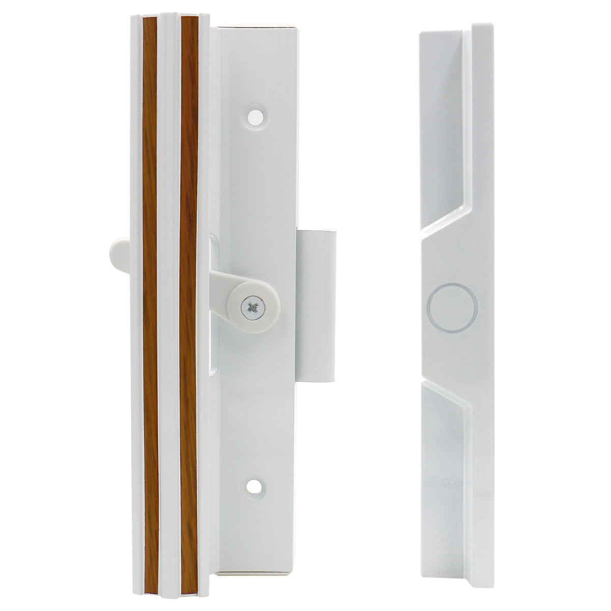 Patio Door Handle Set C-1111 Extruded Aluminum 7-3/8 inch X 1-1/2 inch Removable Knock-Out Slug White - BAOMAIN
