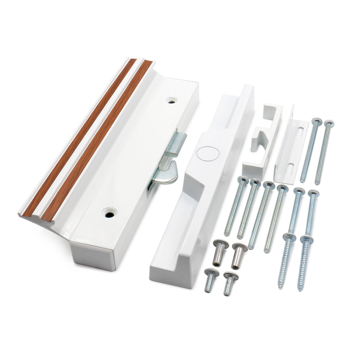 Sliding Patio Door Handle Set C-1116 with Clamp Type Latch, Extruded Aluminum, White - BAOMAIN