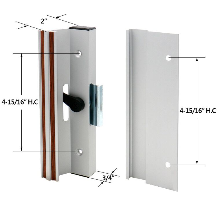 Patio Door Handle C-1005 Surface with Clamp Latch, Mill Finish,4-15/16" Screw Holes, Extruded Aluminum - BAOMAIN