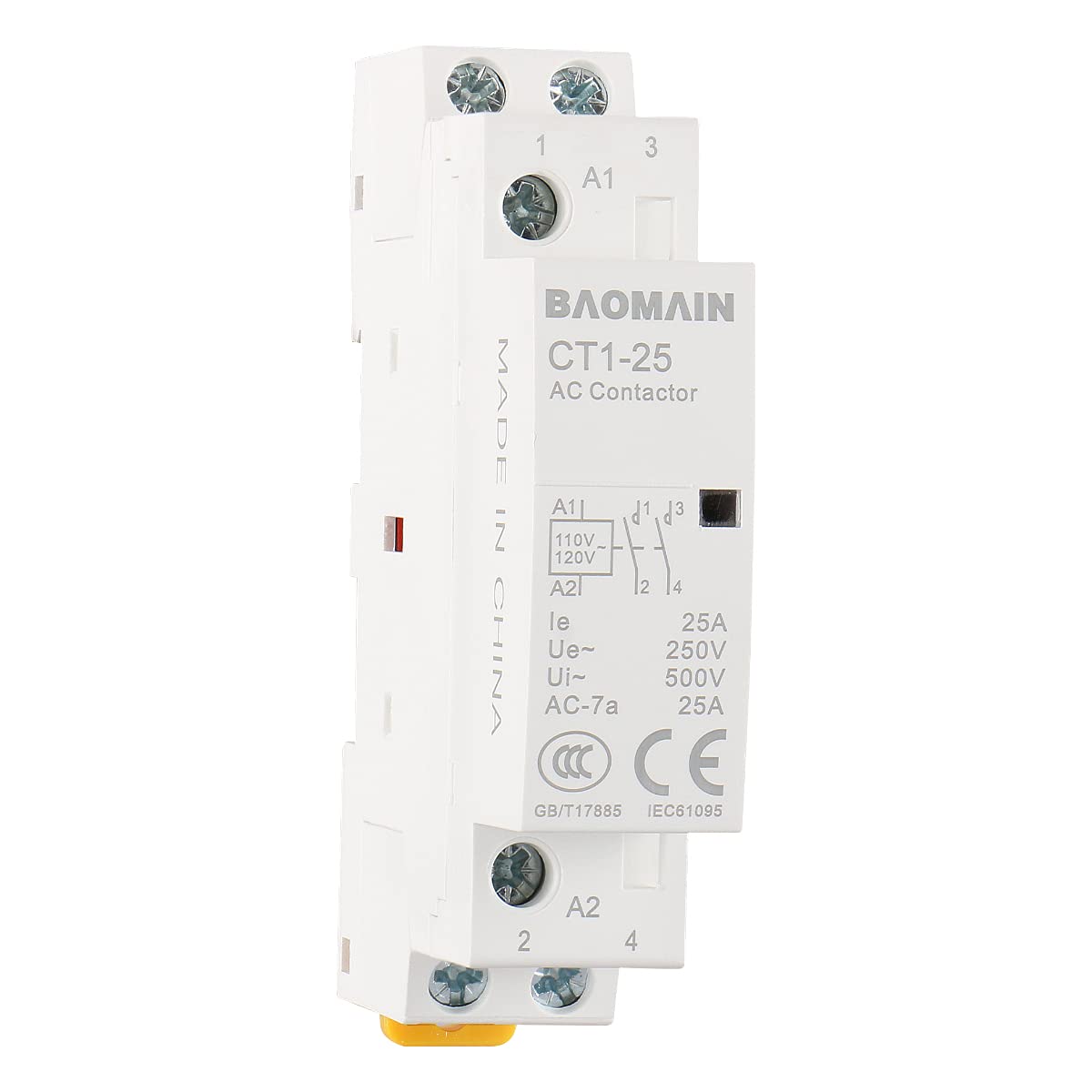 Baomain Household AC Contactor CT1-25(BCT-25) AC Coil 25A 2 Pole Universal Circuit Control - BAOMAIN