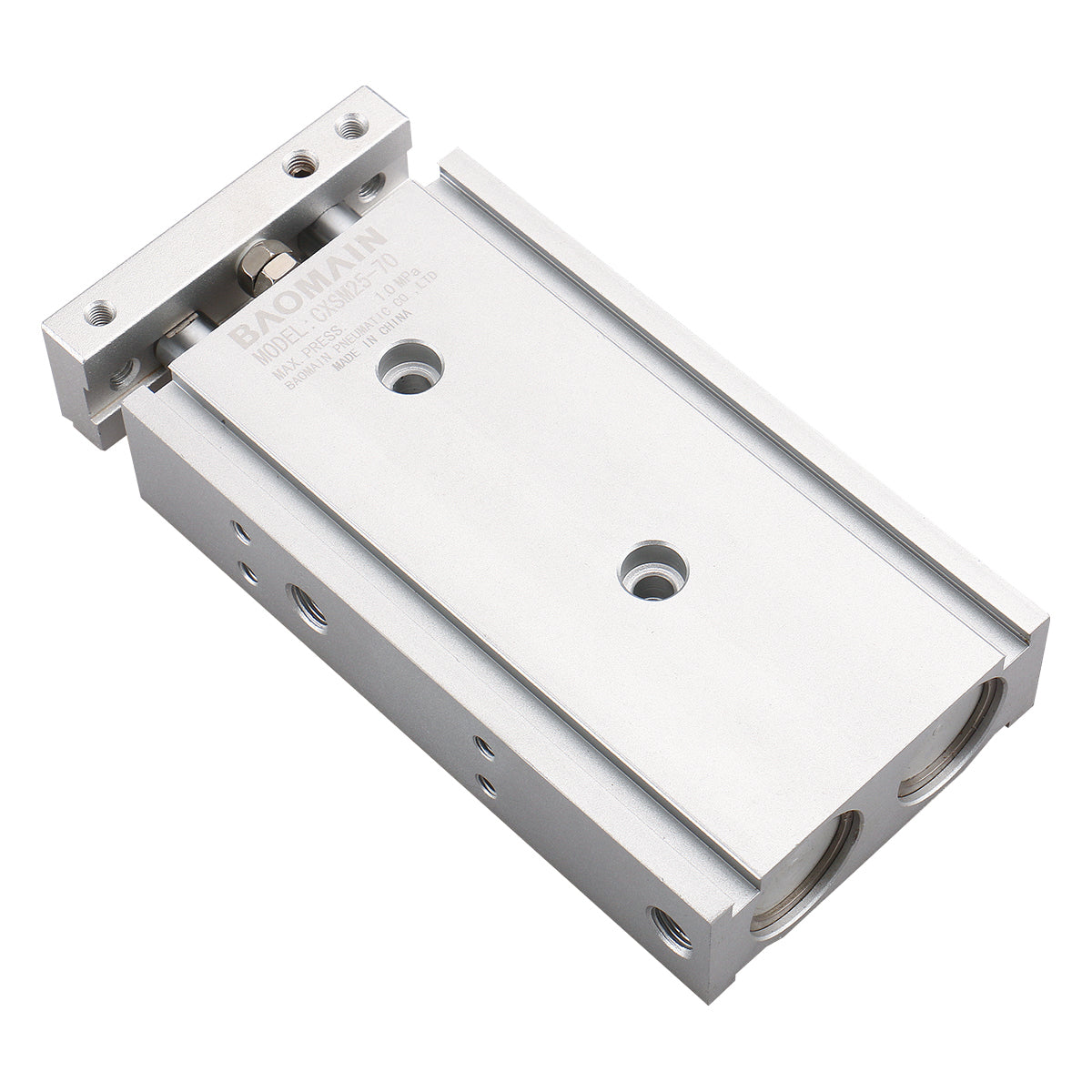 Baomain Compact Pneumatic Dual Air Cylinder CXSM, 25mm Bore,Guide Rod Plate Double Rod Guided Slide Bearing Cushioned - BAOMAIN