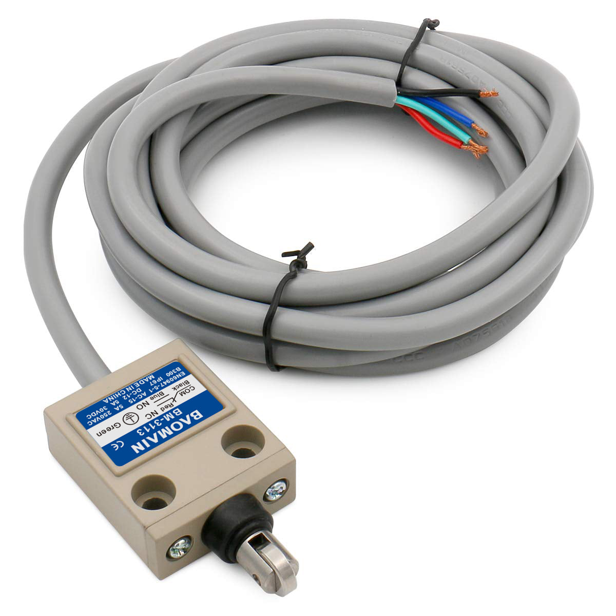 Baomain Cross Roller Plunger Versiegelter Endschalter BM-3113 Momentan SPDT 1NO 1NC IP67 Wasserdicht