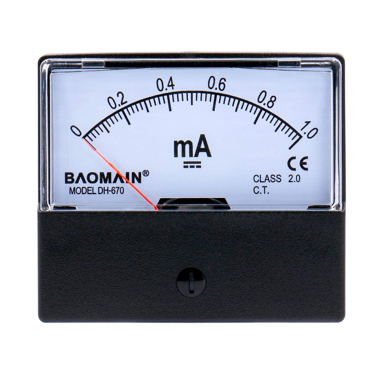 Baomain Amperemeter DH-670 DC 0-1,0 mA Rechteckige Ampere Nadel Panel Meter Gauge Amperemeter