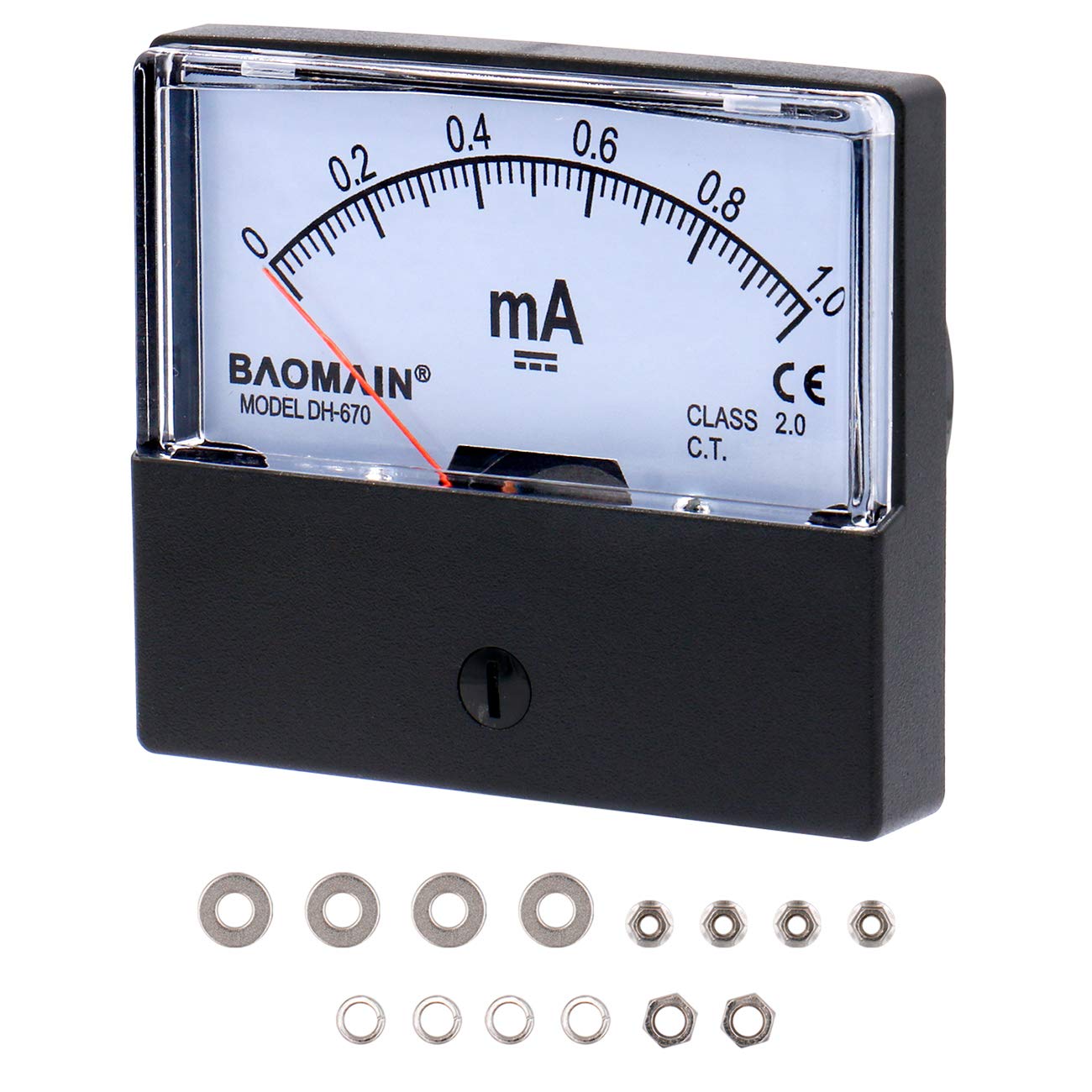 Baomain Amperemeter DH-670 DC 0-1,0 mA Rechteckige Ampere Nadel Panel Meter Gauge Amperemeter