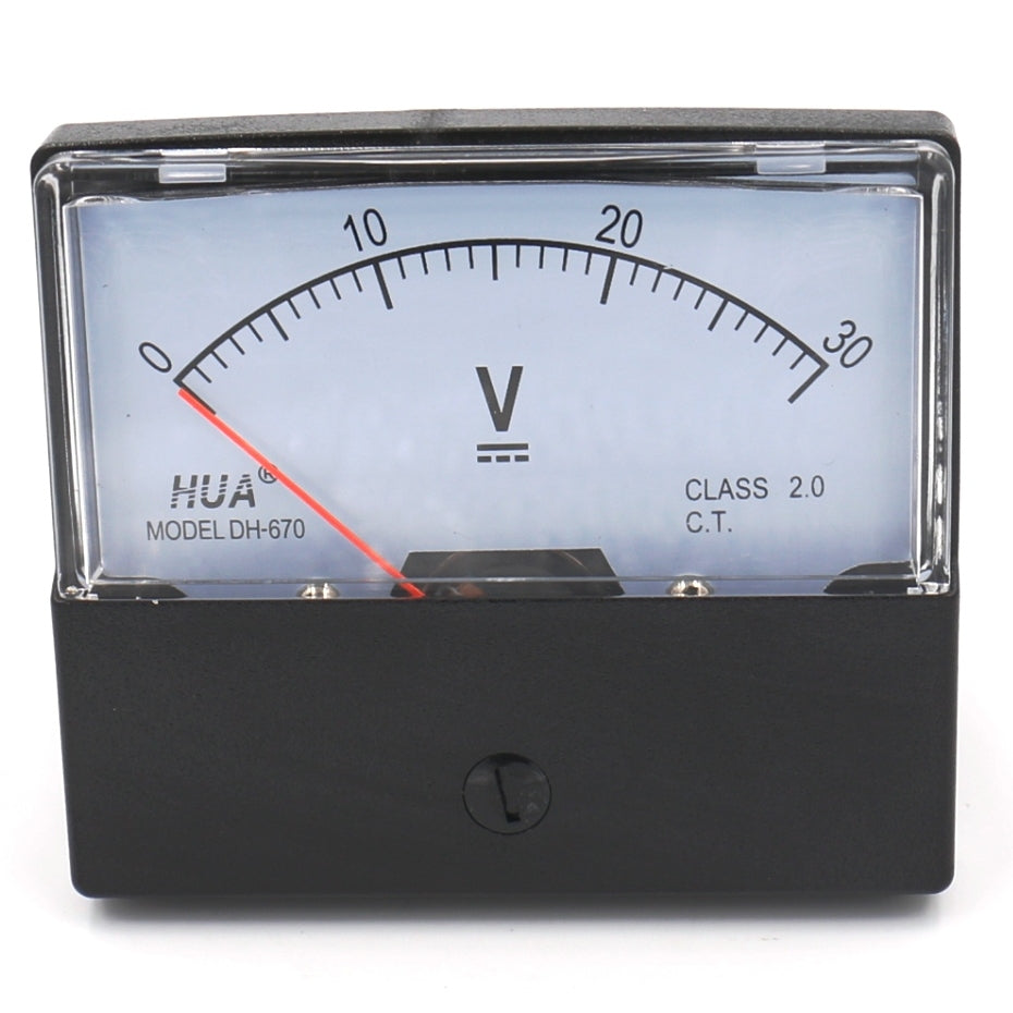 Baomain 60mm X 70mm Analog Panel Voltmeter DH-670 DC 0-30V Rectangular Class 2.0 Volt Meter - BAOMAIN