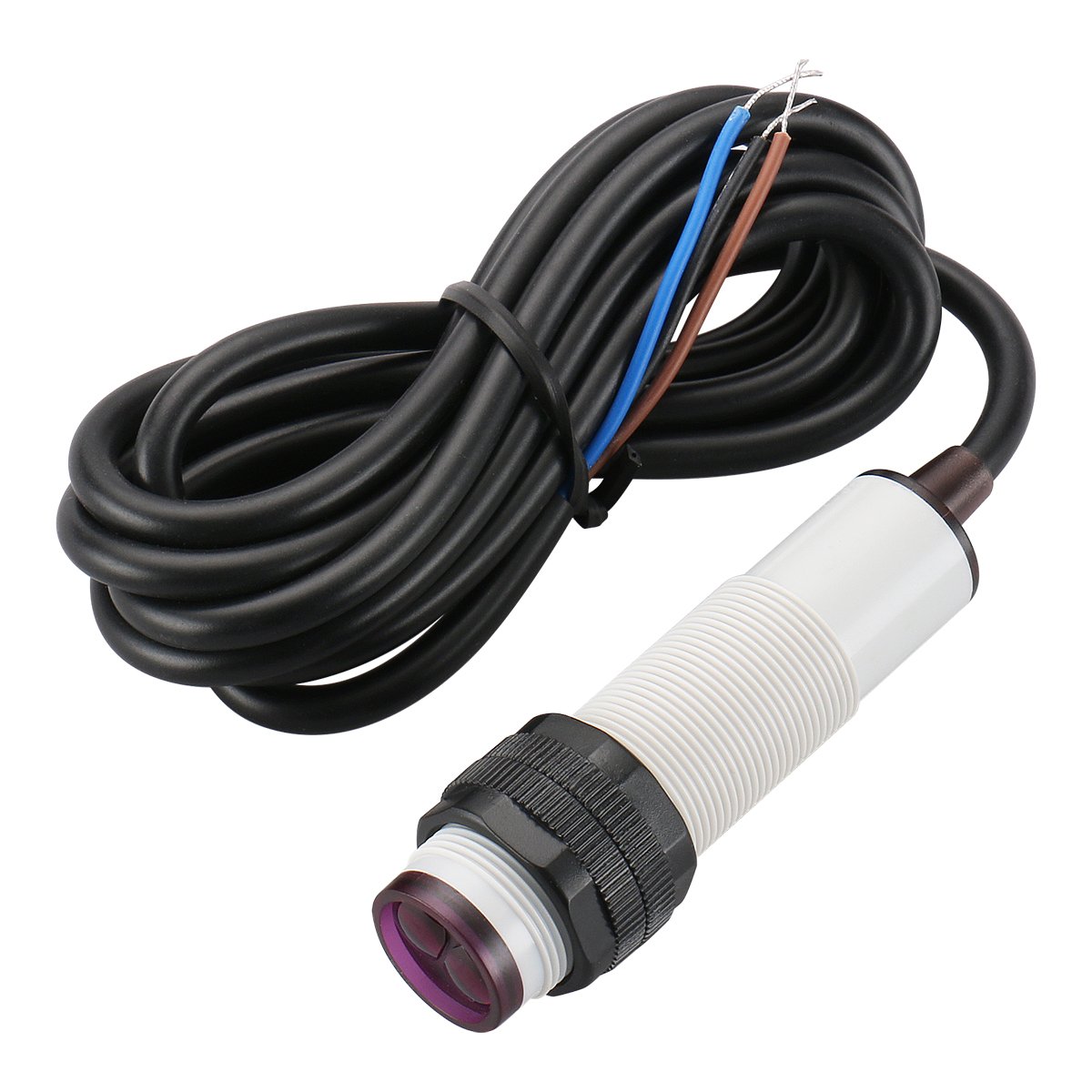 Baomain Photoelectric Sensor E3F-R4N3 Retroreflective Optical Sensor Switch DC 10-30V NPN NO+NC Sensing Distance 4m with Reflector Panel