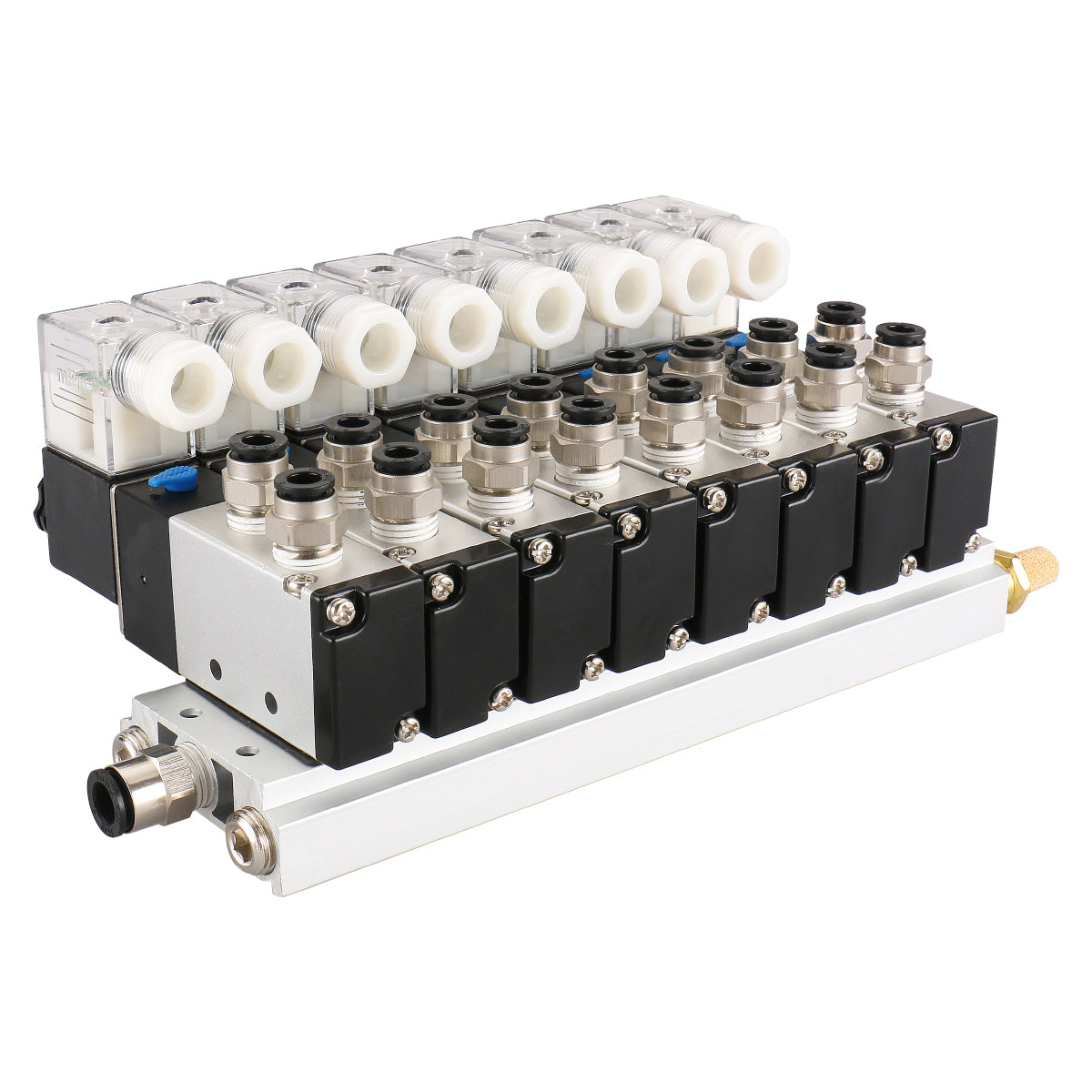 Baomain 8 Space Pneumatic Solenoid Valve 4V210-08 Single Head 2 Position 5 Way with Base Muffler Quick Fittings Set - BAOMAIN