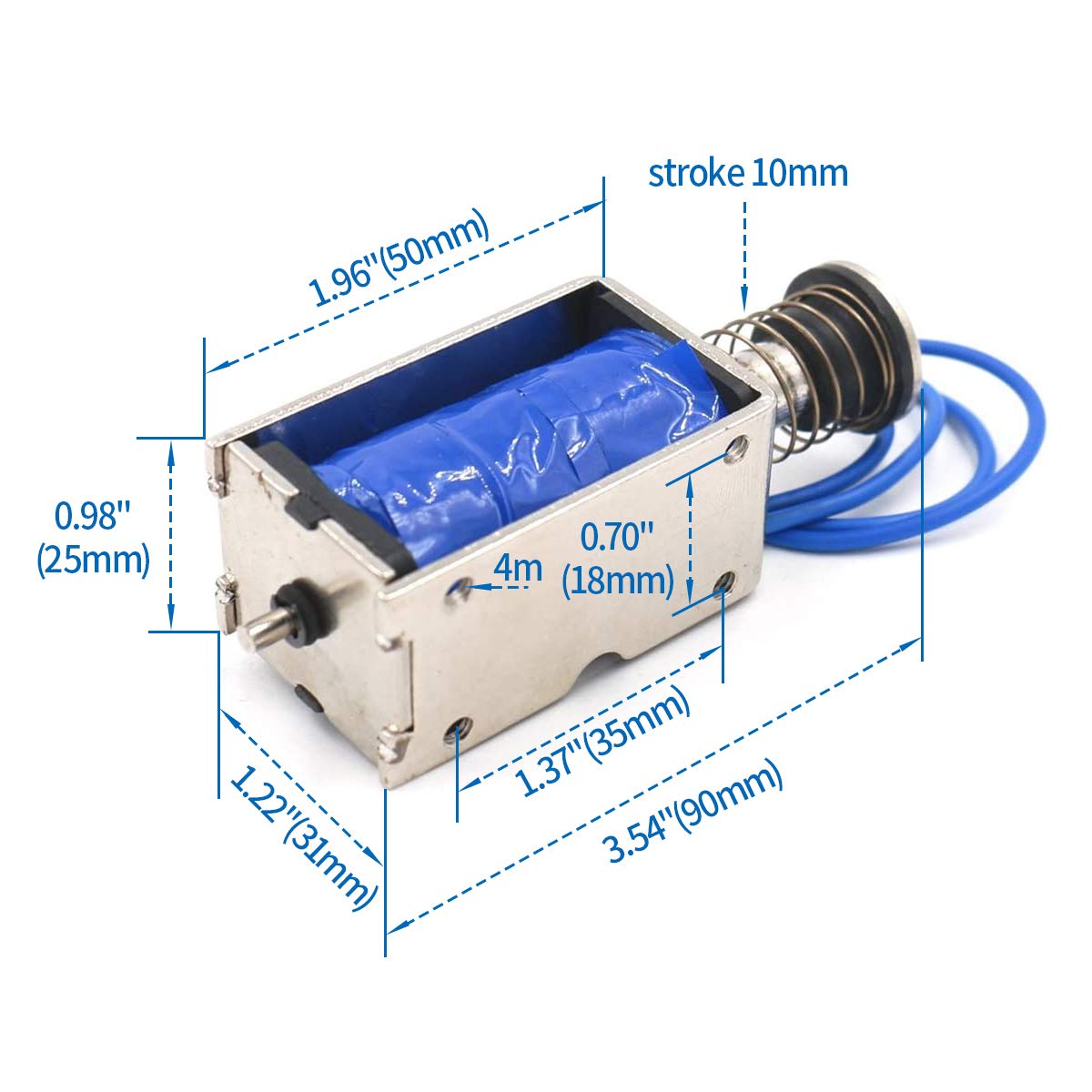 Baomain Solenoid Electromagnet BM-Z05 DC 12V/24V 2.5A/4A Push Type Open Frame 10mm 45N 9.9LB - BAOMAIN