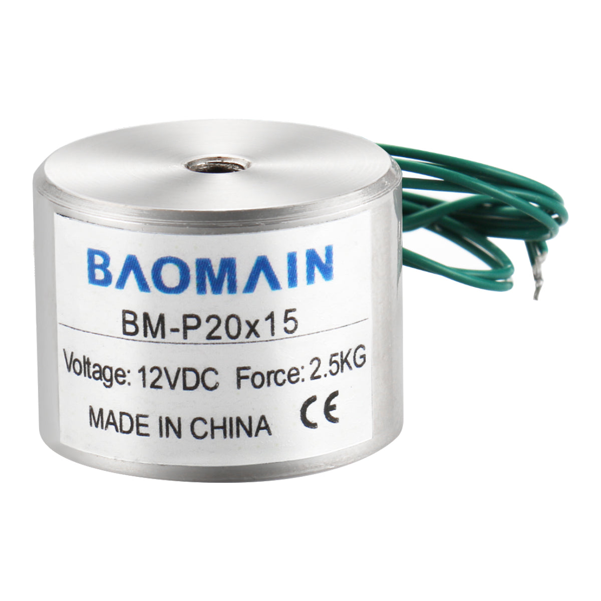 Baomain Elektromagnet, Solenoid 25N 5,5LB Kraft, elektrischer Hebemagnet, Haltesauger, 20 mm, BM-P 20-15
