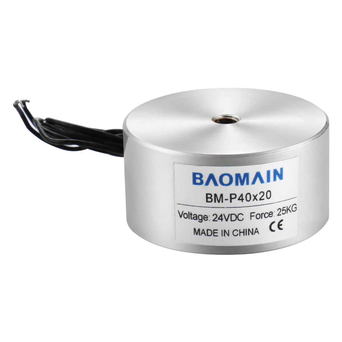 Baomain 55LB 250N Kraft Elektromagnet Solenoid 5V/6V/12V/24V DC Saugnapf 40mm BM-P 40-20