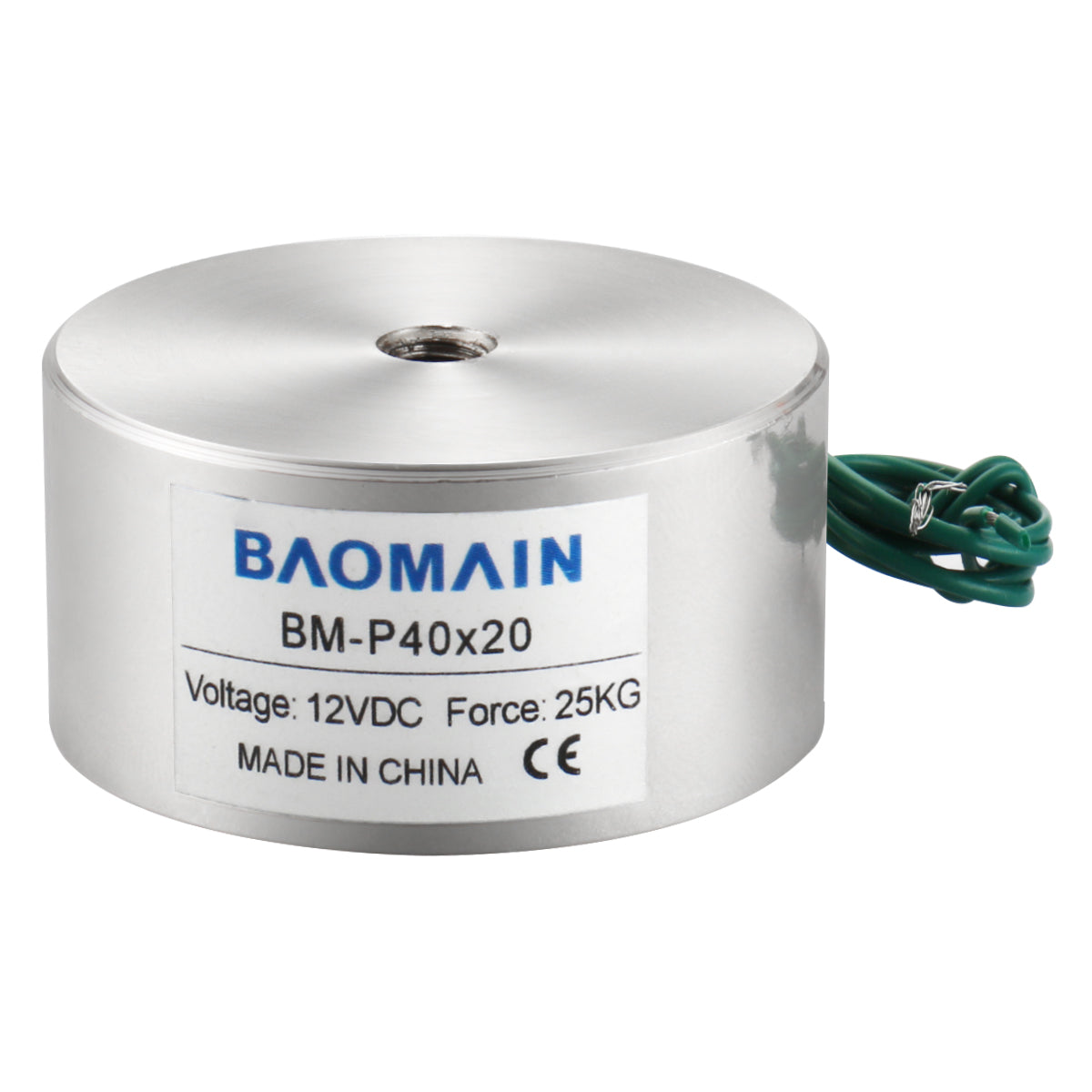 Baomain 55LB 250N Kraft Elektromagnet Solenoid 5V/6V/12V/24V DC Saugnapf 40mm BM-P 40-20