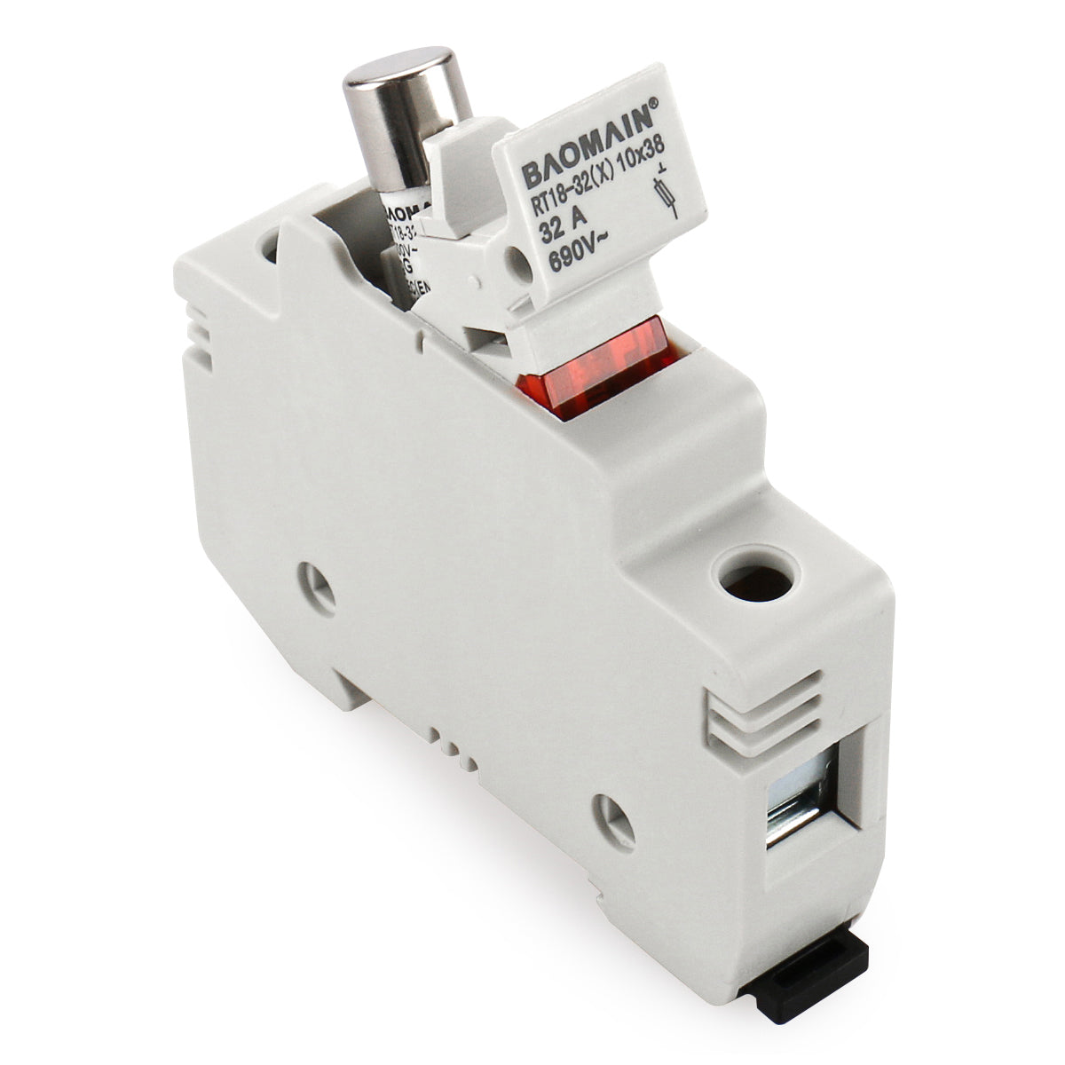 Cylindrical Fuse Holder RT18-32(X) 10mm X 38mm Fuse Base Single Pole DIN Rail Mount CE&TüV Listed 10 PCS of RT18-32 Fuse - BAOMAIN