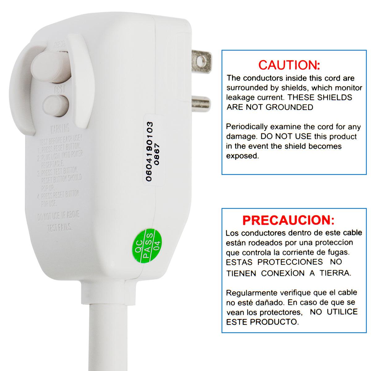 LCDI Power Cord Plug for A/C Air Conditioner, UL Certified, 7FT Leakage Current Detection Interrupter Replacement, 120VAC 15Amp 14AWG 1800W 60Hz NEMA 5-15P (1 Pack) - BAOMAIN