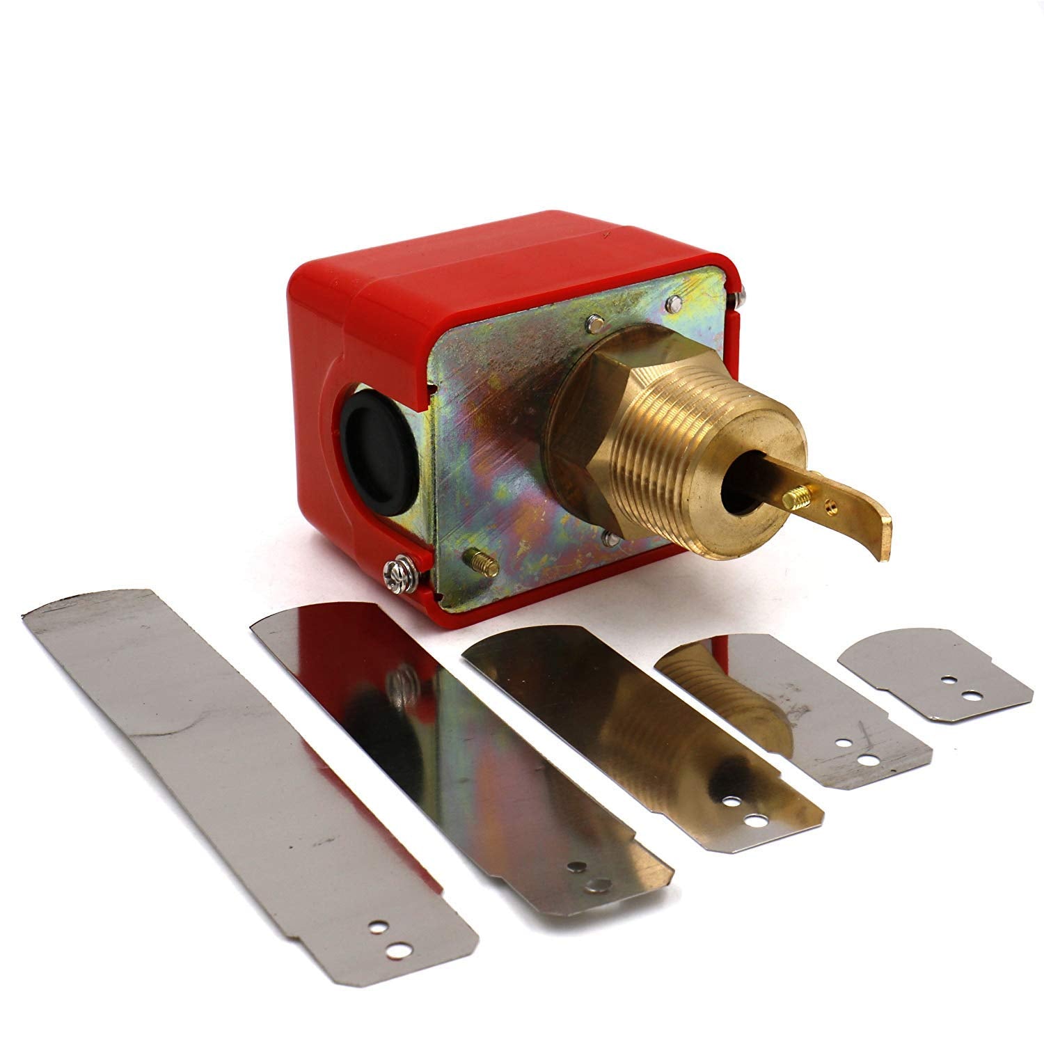 Baomain Water Flow Control Switch, 250V Brass Water Flow Switch Paddle Control, 1.0Mpa, SPDT Output, Male Thread Connection - BAOMAIN