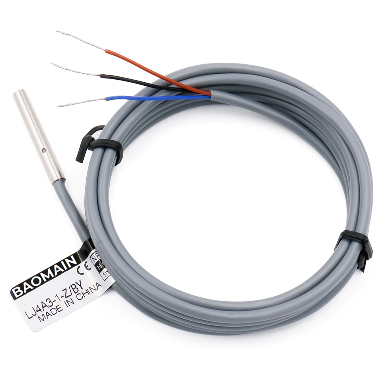 Baomain M4 Eingebetteter Sensor Induktiver Näherungsschalter LJ4A3-1-Z/BY PNP NO DC 10-30 V, 1 mm Erfassungsabstand 3-adrig
