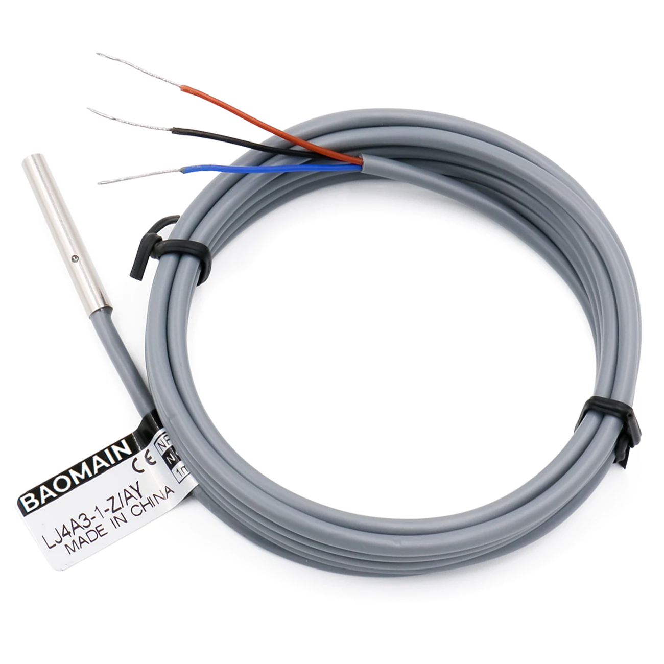 Baomain M4 Eingebetteter Sensor Induktiver Näherungsschalter LJ4A3-1-Z/AY PNP NC DC 10-30 V, 1 mm Erfassungsabstand 3-adrig
