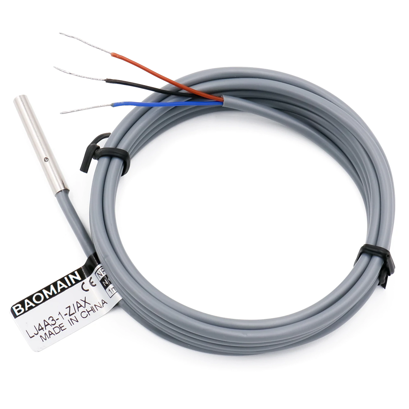 Baomain M4 Eingebetteter Sensor Induktiver Näherungsschalter LJ4A3-1-Z/AX NPN NC DC 10-30 V, 1 mm Erfassungsabstand 3-adrig
