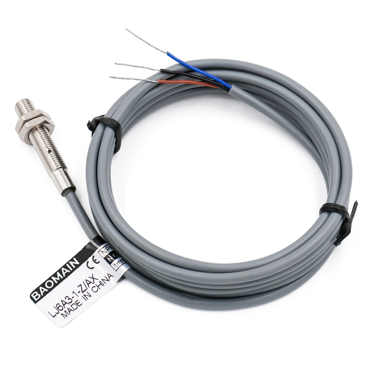 Baomain M6 Eingebetteter Sensor Induktiver Näherungsschalter LJ6A3-1-Z/AX NPN NC DC 10-30 V, 1,5 mm Erfassungsabstand 3-adrig