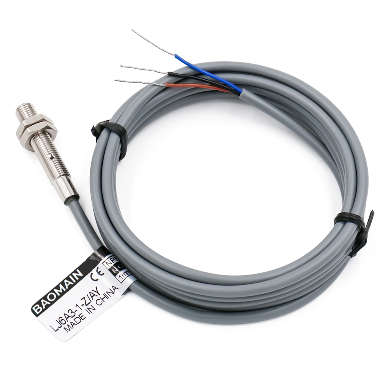 Baomain M6 Eingebetteter Sensor Induktiver Näherungsschalter LJ6A3-1-Z/AY PNP NC DC 10-30 V, 1,5 mm Erfassungsabstand 3-adrig