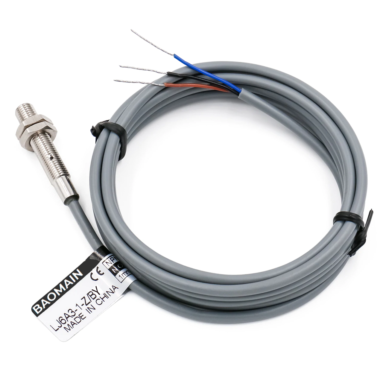 Baomain M6 Eingebetteter Sensor Induktiver Näherungsschalter LJ6A3-1-Z/BY PNP NO DC 10-30 V, 1,5 mm Erfassungsabstand 3-adrig