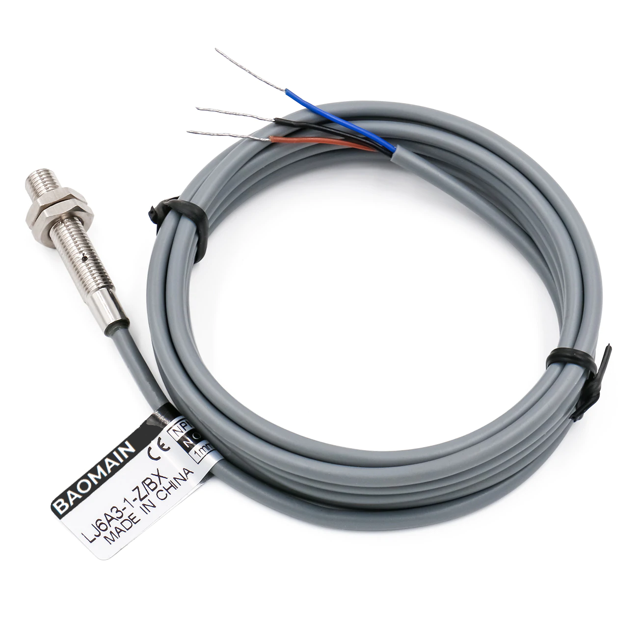 Baomain M6 Eingebetteter Sensor Induktiver Näherungsschalter LJ6A3-1-Z/BX NPN NO DC 10-30 V, 1,5 mm Erfassungsabstand 3-adrig