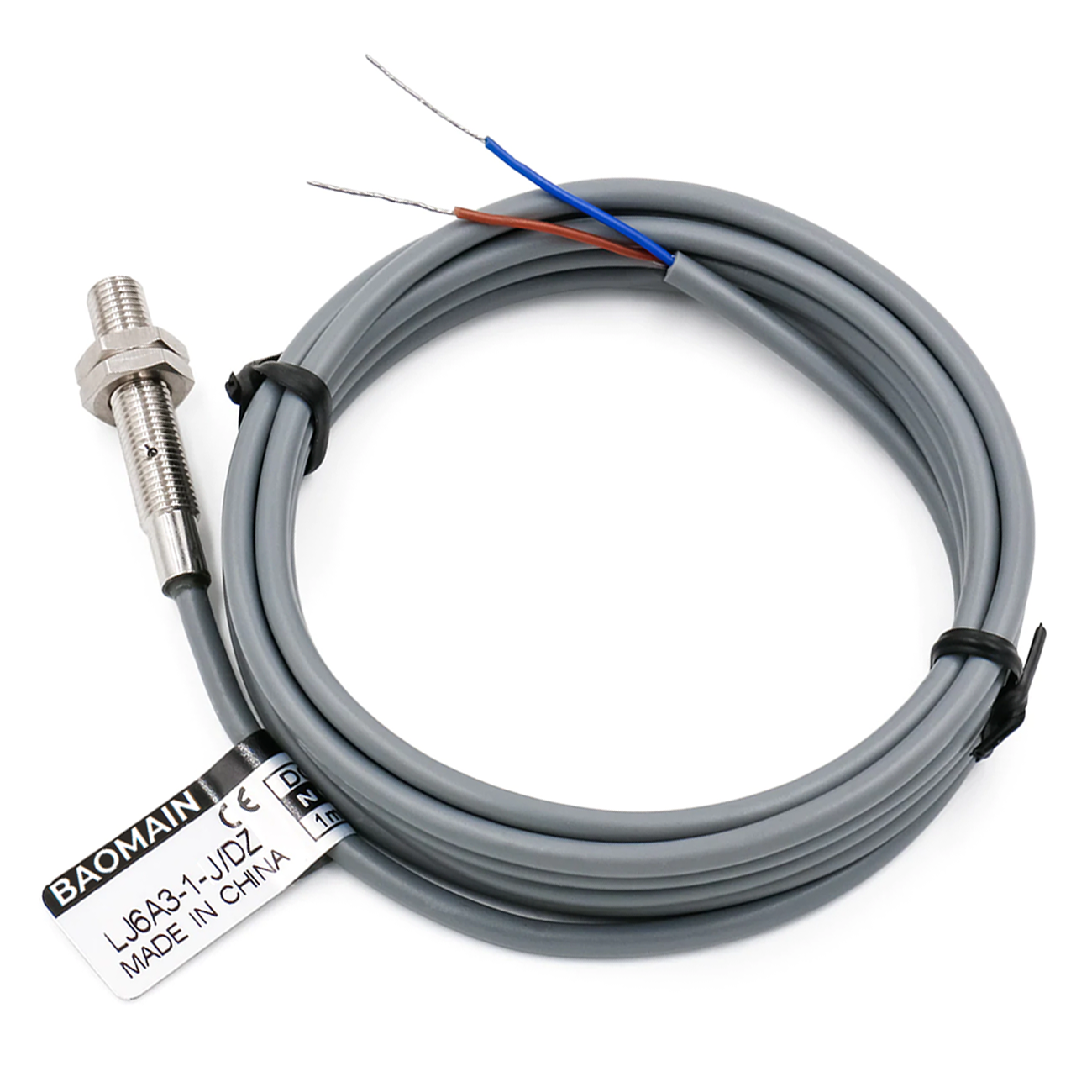 Baomain M6 Eingebetteter Sensor Induktiver Näherungsschalter LJ6A3-1-J/DZ NC AC 90-250 V, 1,5 mm Erfassungsabstand 2-adrig