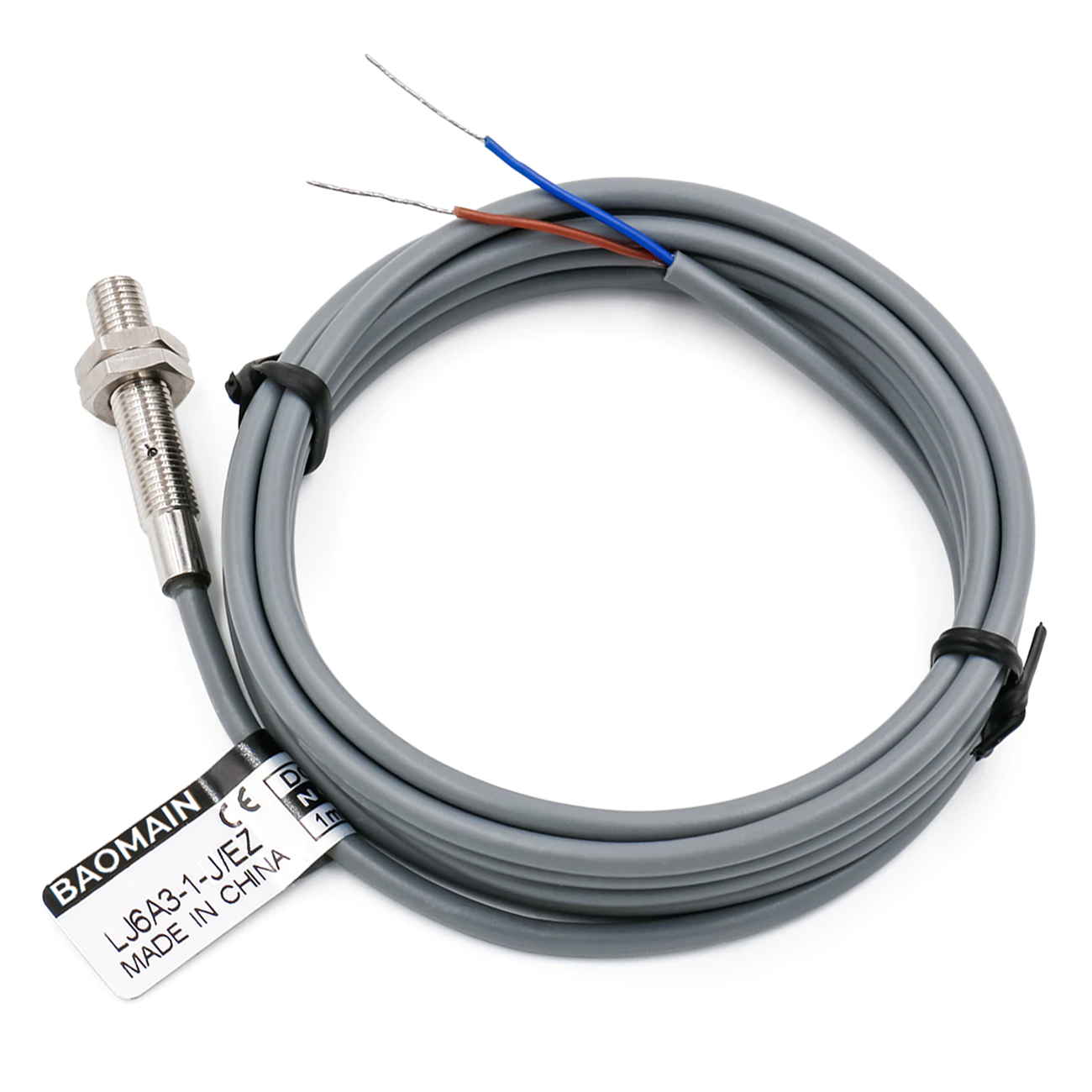 Baomain M6 Eingebetteter Sensor Induktiver Näherungsschalter LJ6A3-1-J/EZ NO AC 90-250 V, 1,5 mm Erfassungsabstand 2-adrig