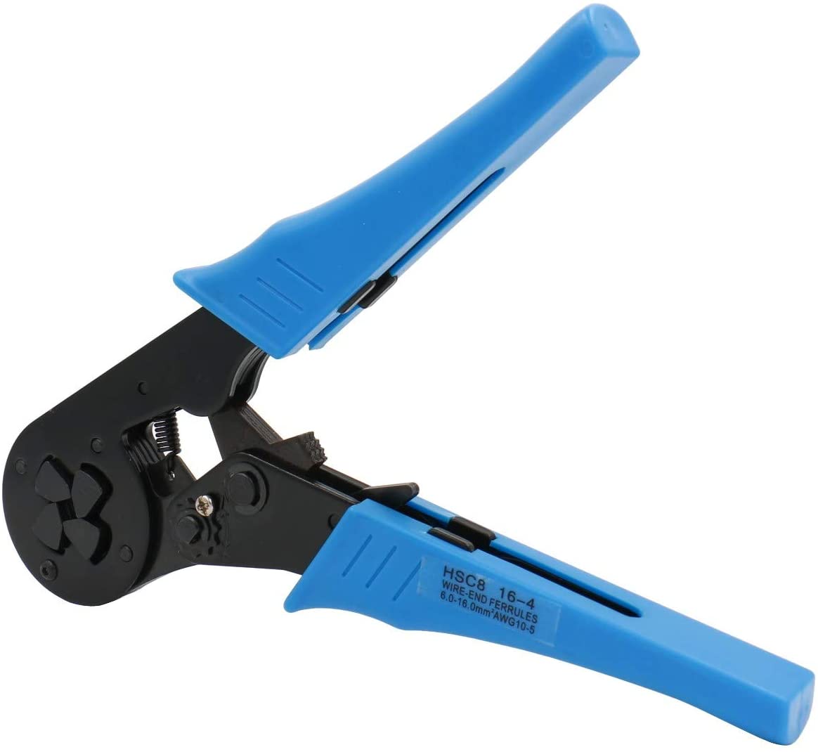 Baomain Crimper Plier HSC8 16-4 Mini Self-adjustable Crimping Tools Use for 6.0-16.0 mm² (10-5 AWG) Square Ferrule Wire Cable End-sleeves Blue - BAOMAIN