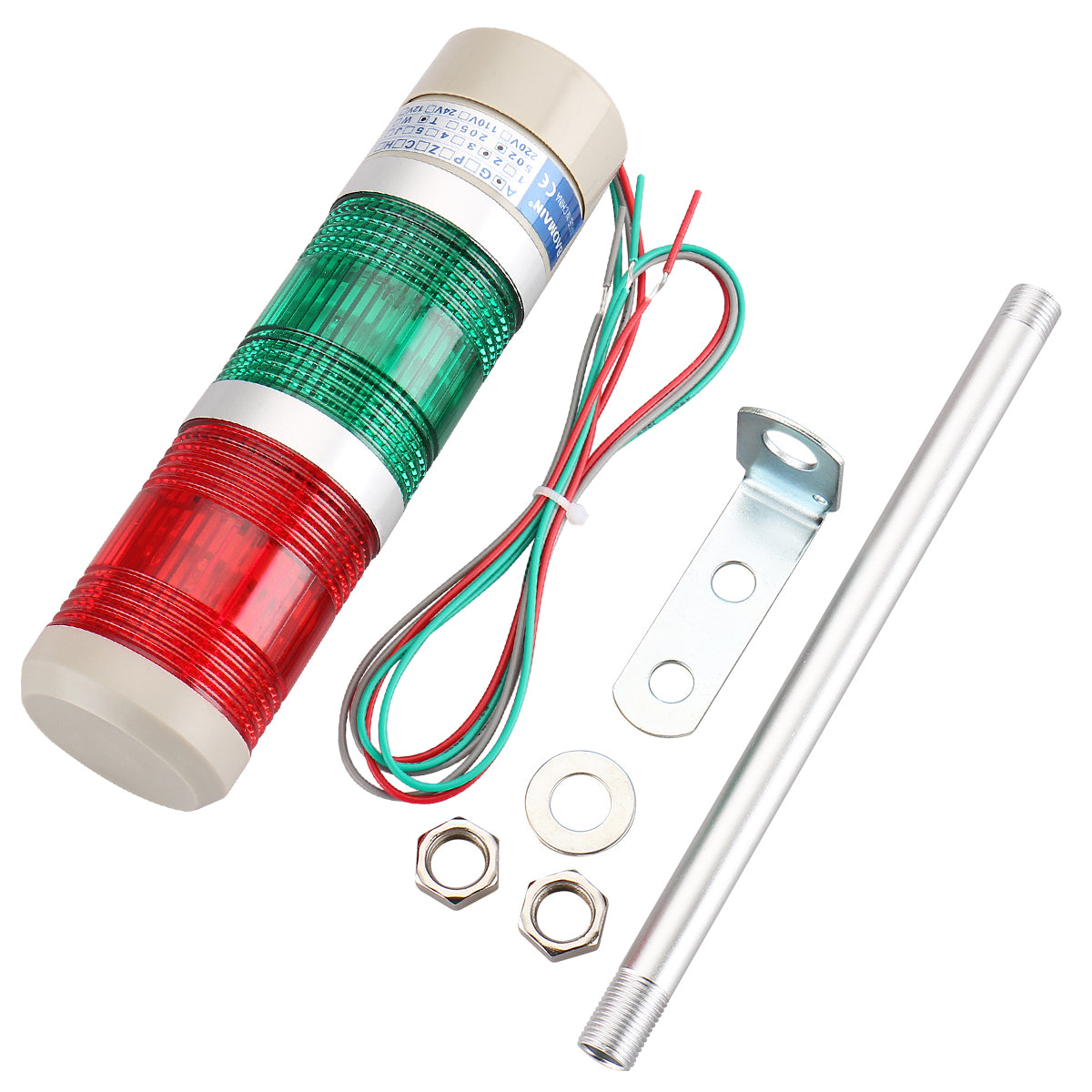 Baomain Industrial Signal Light Column LED Alarm Round Tower Light Indicator Continuous Light Warning Light Red Green LTA-502T - BAOMAIN