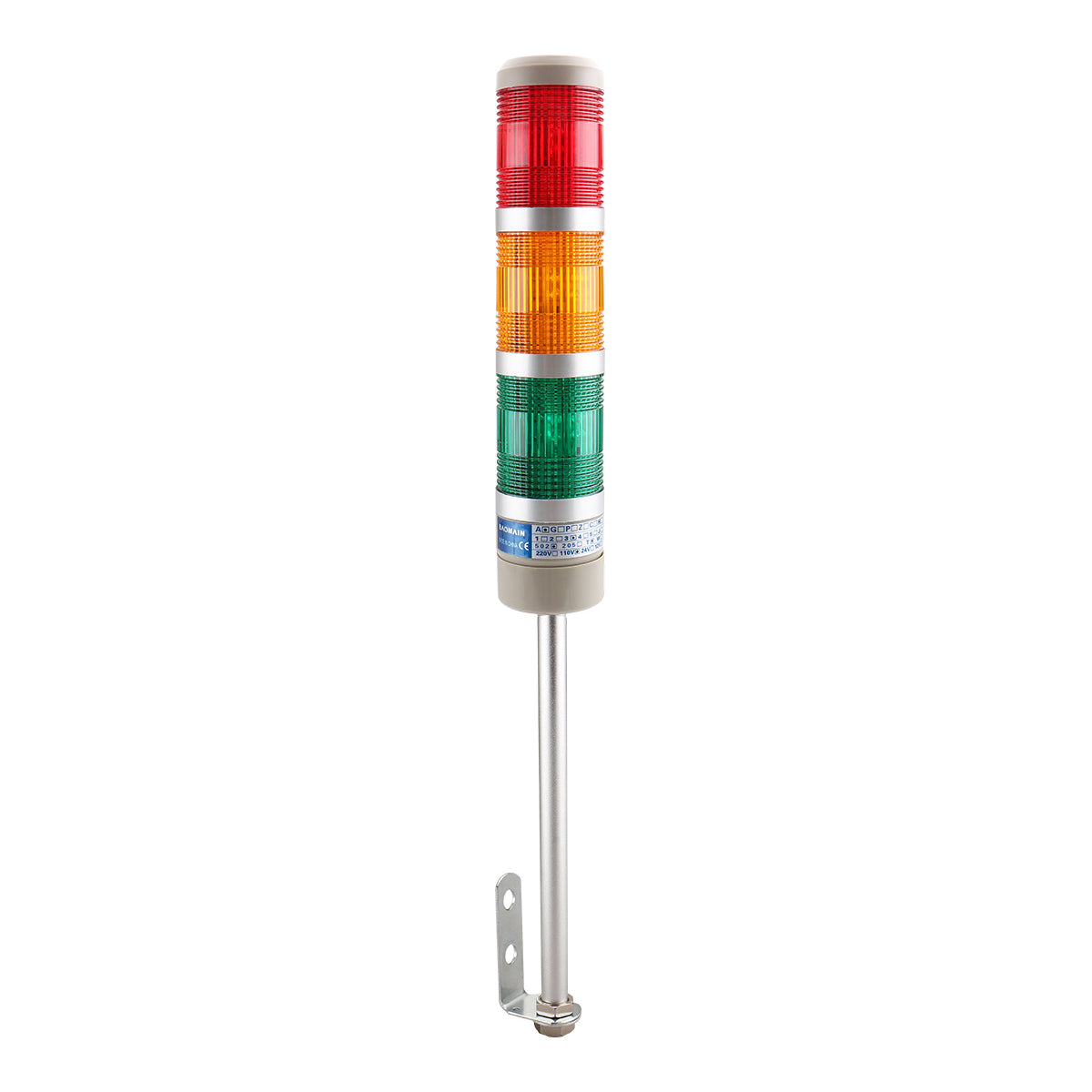 Baomain Industrial Signal Light Column LED Alarm Round Tower Light Indicator Continuous Light Warning Light Red Green Yellow LTA-502T - BAOMAIN