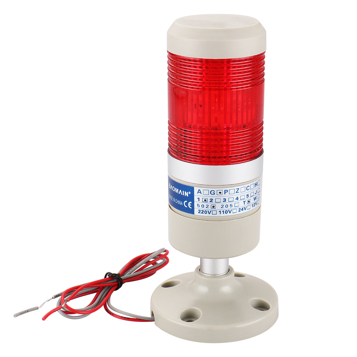 Industrial Signal Light Column LED Alarm Round Tower Light Indicator Continuous Light Warning Light Red LGP-502T