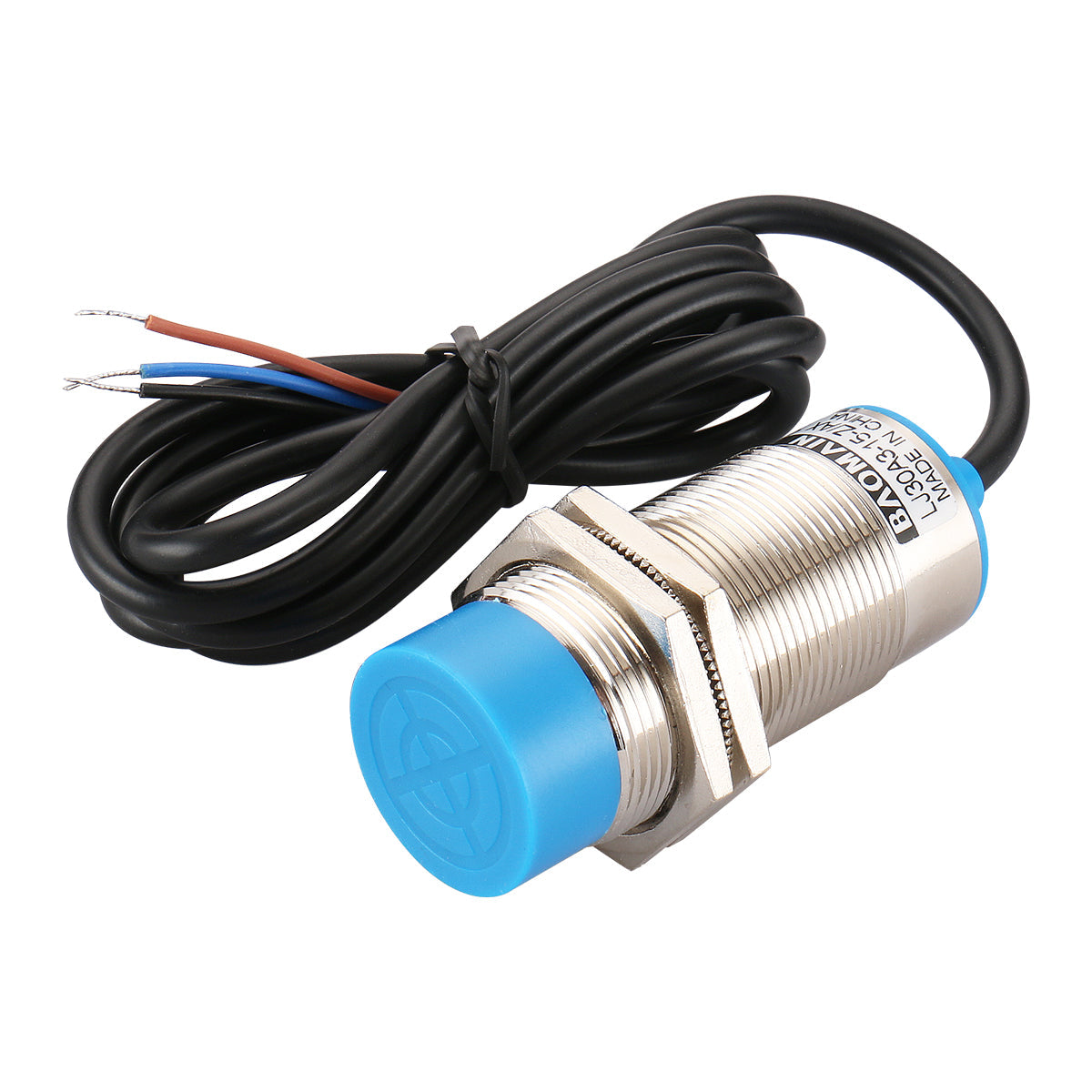 Baomain M30 Nicht eingebetteter induktiver Sensorschalter LJ30A3-15-Z/CX, zylindrischer Typ, DC 10–30 V, 200 mA, 4-adrig, NPN NO+NC, CE
