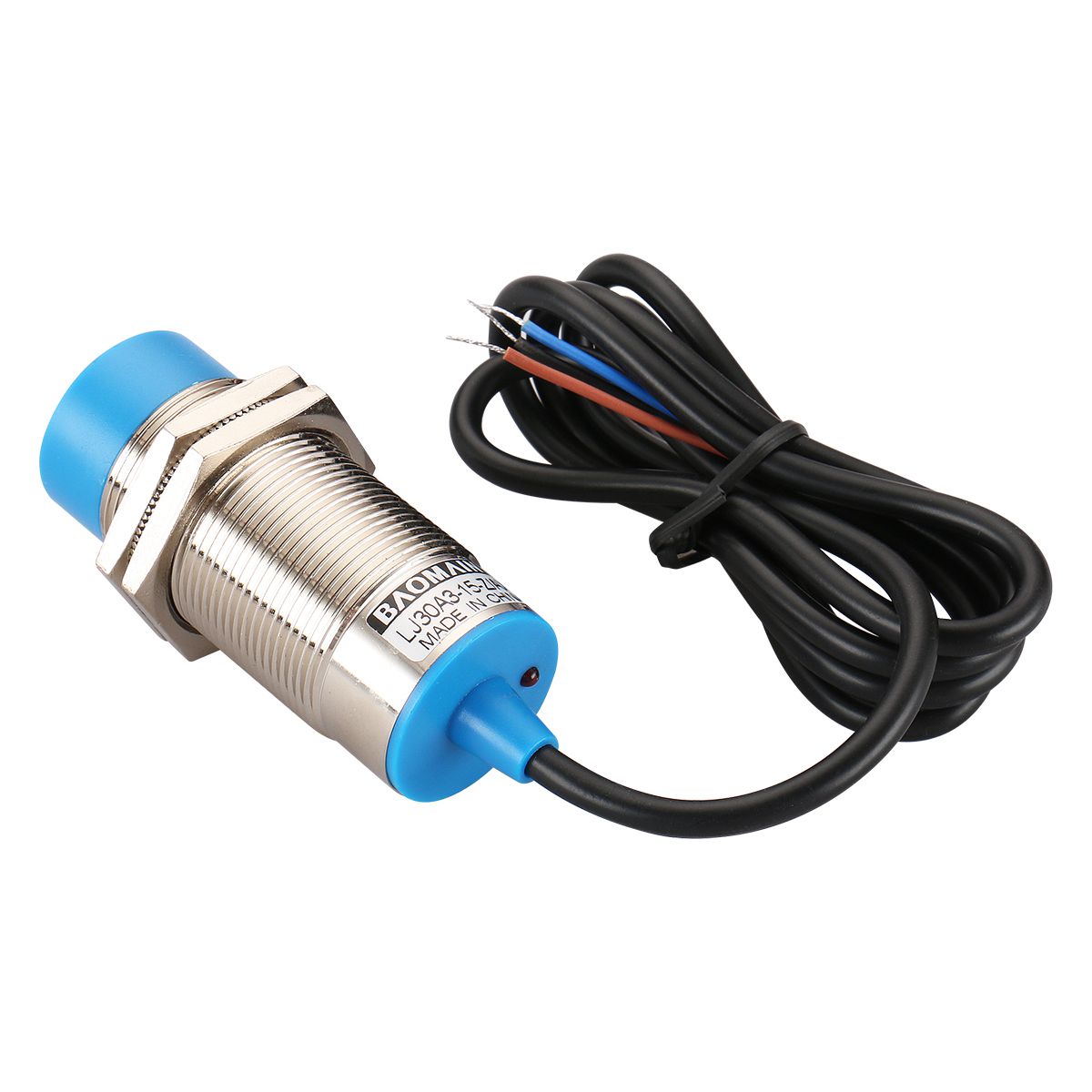 Baomain M30 Nicht eingebetteter induktiver Sensorschalter LJ30A3-15-J/DZ, zylindrisch, AC 90–250 V, 400 mA, 15 mm Erkennung, 2-adrig, NC (normalerweise geschlossen), CE