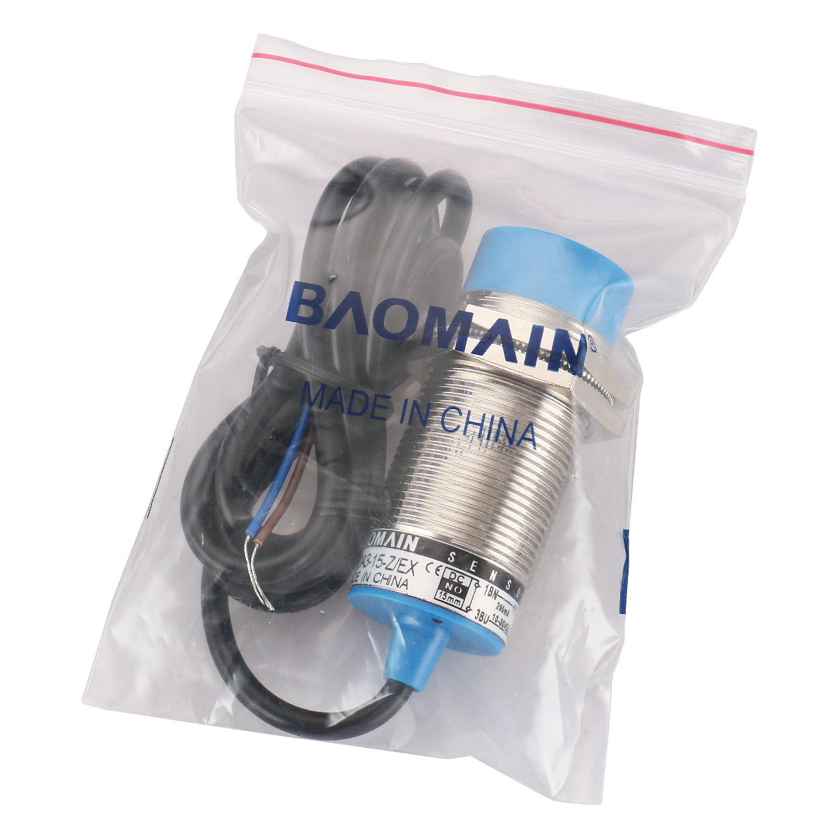 Baomain M30 Nicht eingebetteter induktiver Sensorschalter LJ30A3-15-Z/EX, zylindrischer Typ, DC 10–30 V, 200 mA, 15 mm Erkennung, 2-adrig, NO (normalerweise offen), CE