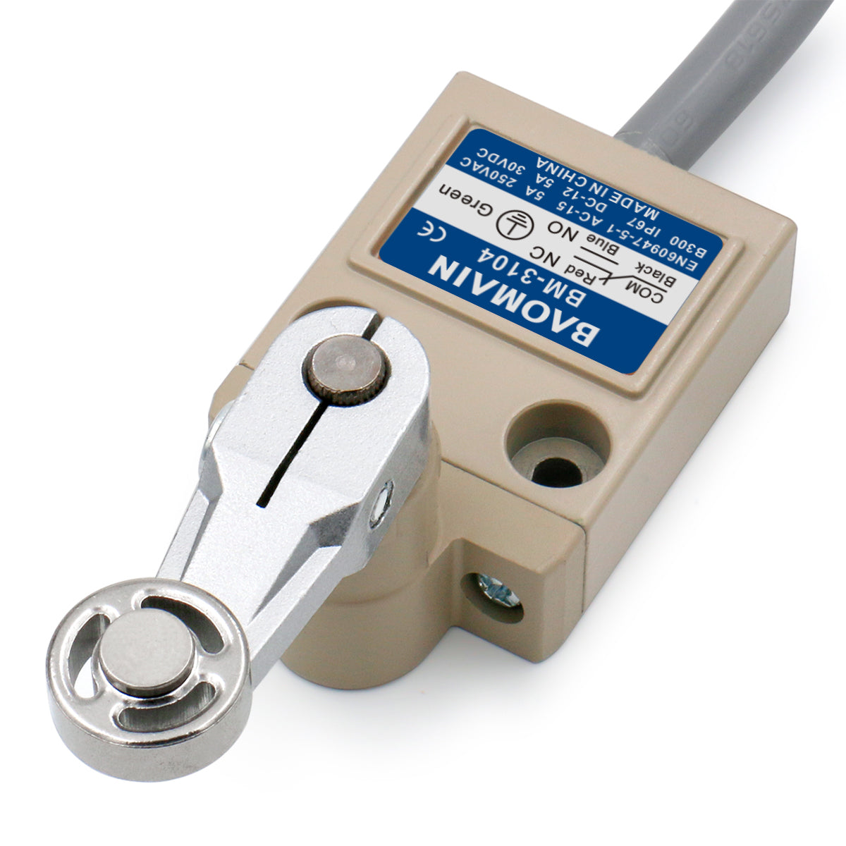 Baomain Limit Switch BM-3104(TZ-3104) Roller Lever Plunger Momentary SPDT NO+NC IP67 Waterproof - BAOMAIN