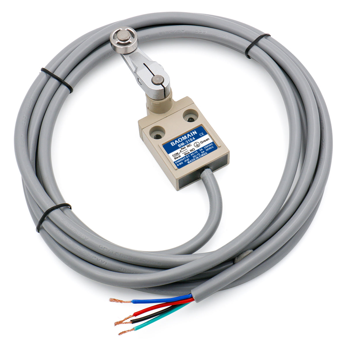 Baomain Limit Switch BM-3104(TZ-3104) Roller Lever Plunger Momentary SPDT NO+NC IP67 Waterproof - BAOMAIN