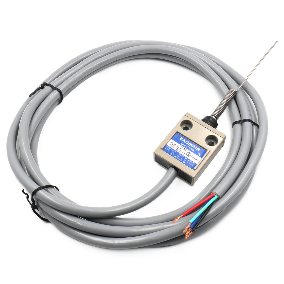 Baomain Limit Switch TZ-3169 Coil Spring Plunger Momentary SPDT 1NO 1NC IP67 Waterproof - BAOMAIN