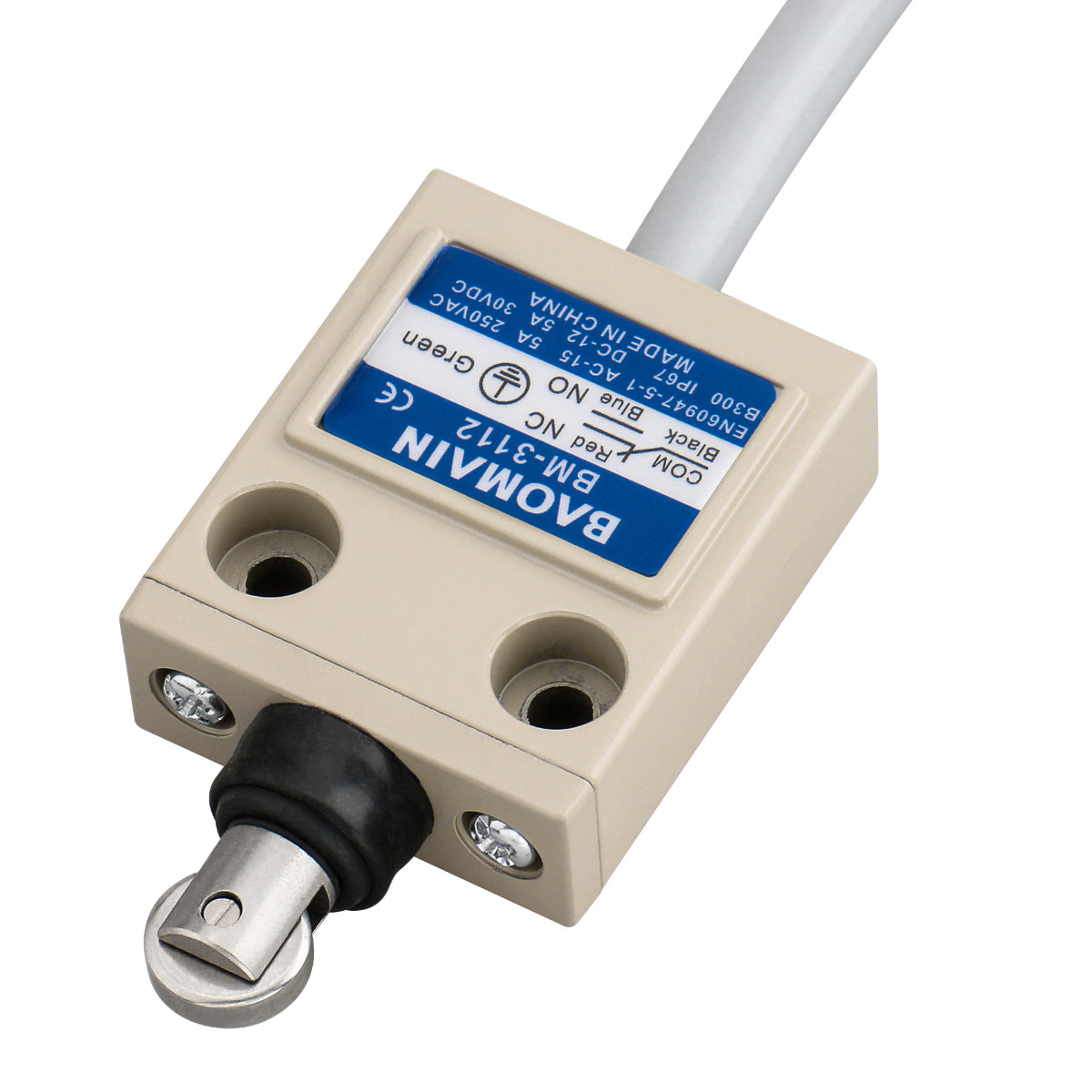 Baomain Roller Plunger Sealed Limit Switch BM-3112(TZ-3112) Momentary 1NO 1NC SPDT IP67 Waterproof - BAOMAIN