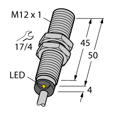 Baomain Schaltabstand 2 mm Eingebetteter Gewinderohr-Induktivsensorschalter Bi2-M12-AD4X DC 10-65 V Normalerweise offen, 2-adrig IP67