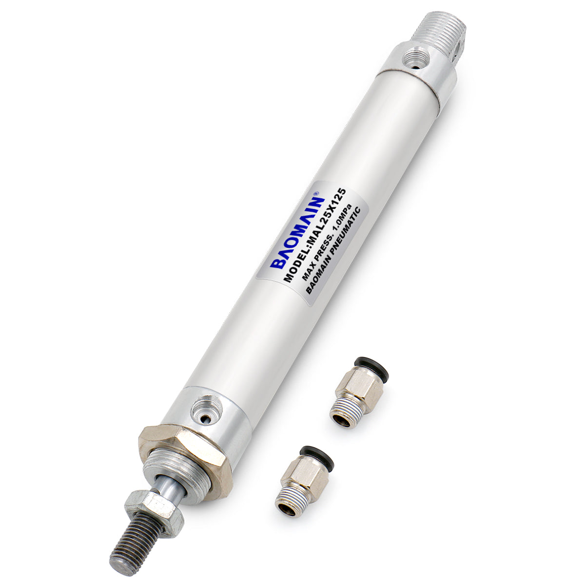 Baomain Mini Pneumatic Air Cylinder MAL 25 Series 1 inch(25mm) Bore Single Male Thread Rod Dual Action - BAOMAIN