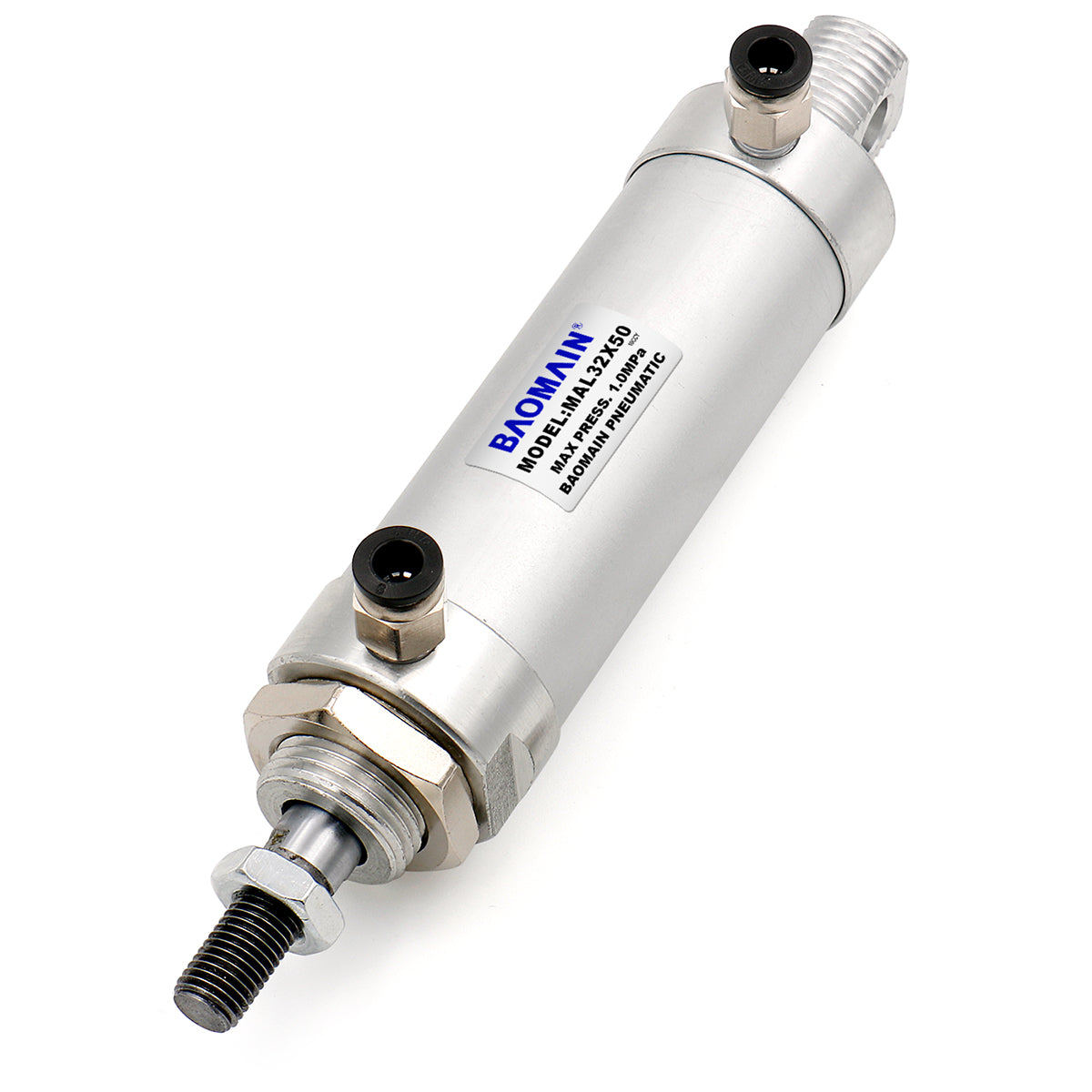 Baomain Mini Pneumatic Air Cylinder MAL-32, Bore 32mm, Single Male Thread Rod Dual Action - BAOMAIN