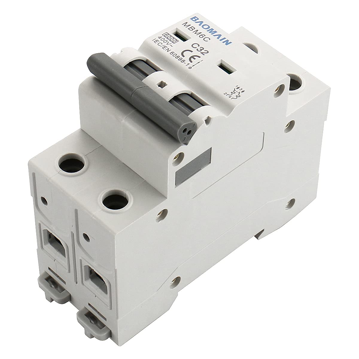 Baomain Miniature Circuit Breaker MCB Low Voltage 32 Amp, 2 Poles 400V, 6000A 35mm DIN Rail Mount - BAOMAIN