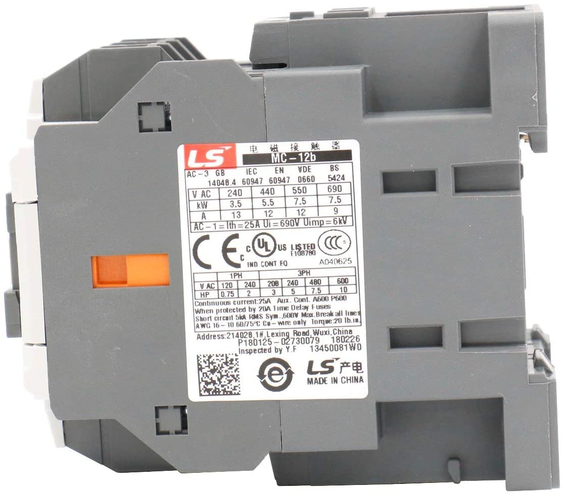 MEC Magnetic AC Contactor MC-12b 110VAC 12A 50/60Hz 1a1b DIN Rail UL - BAOMAIN