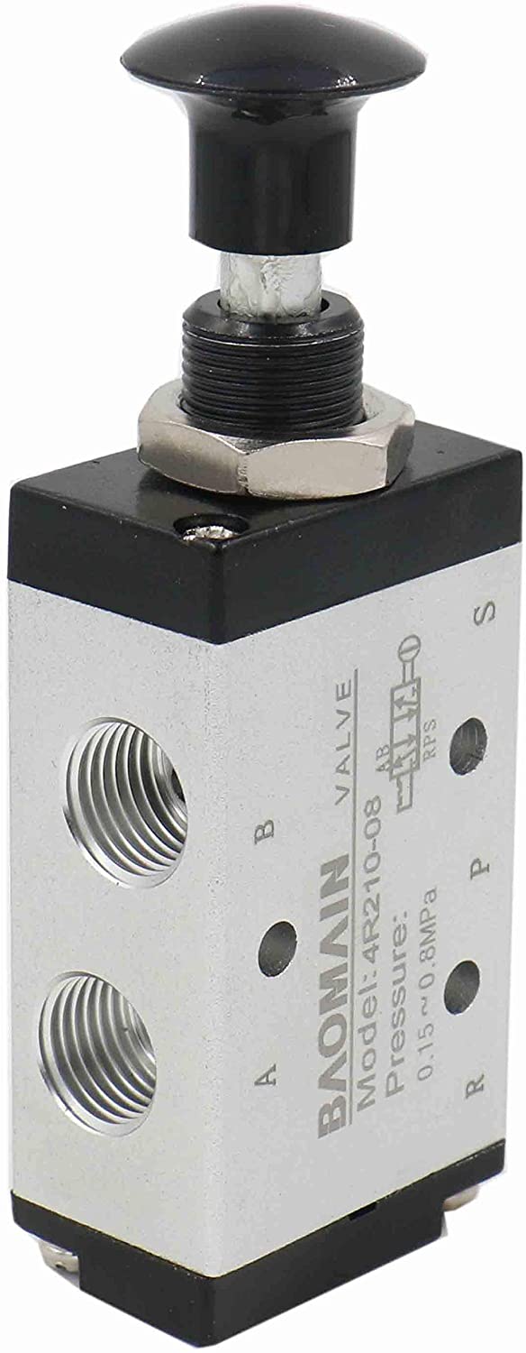 Manual Hand Pull Valve 4R210-08 G1/4" Air Inlet 5 Way 2 Position - BAOMAIN