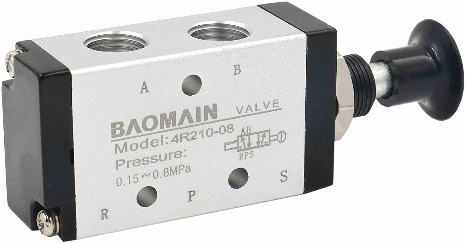 Manual Hand Pull Valve 4R210-08 G1/4" Air Inlet 5 Way 2 Position - BAOMAIN