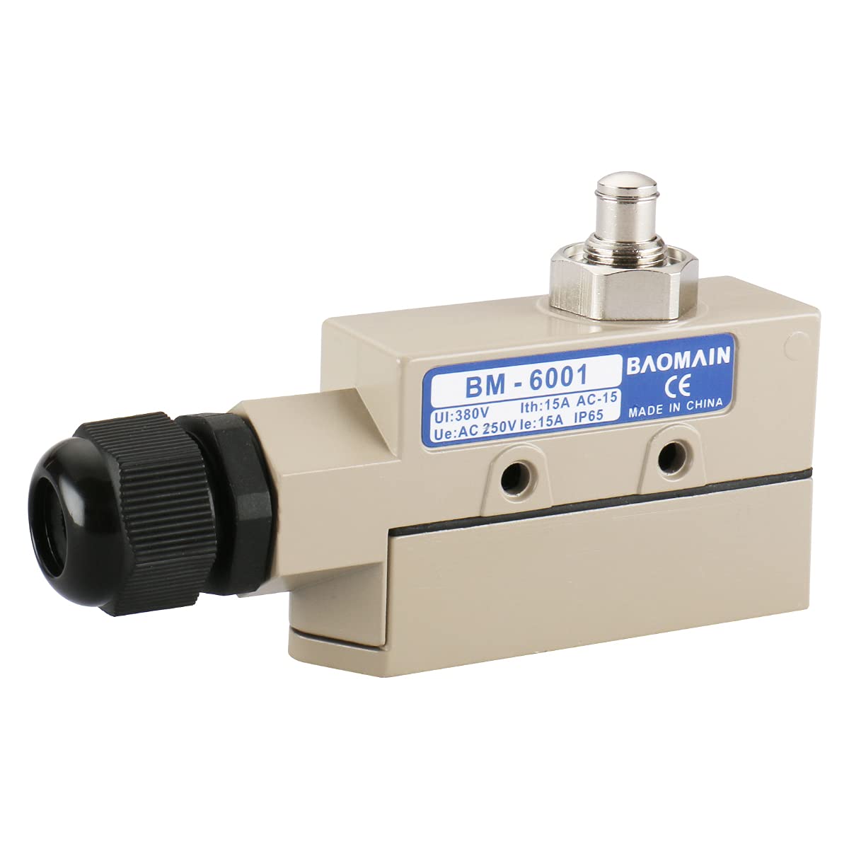 Baomain Plunger Limit Switch BM-6001 15A/250VAC for Push & Pull Door/Roll-up Door - BAOMAIN