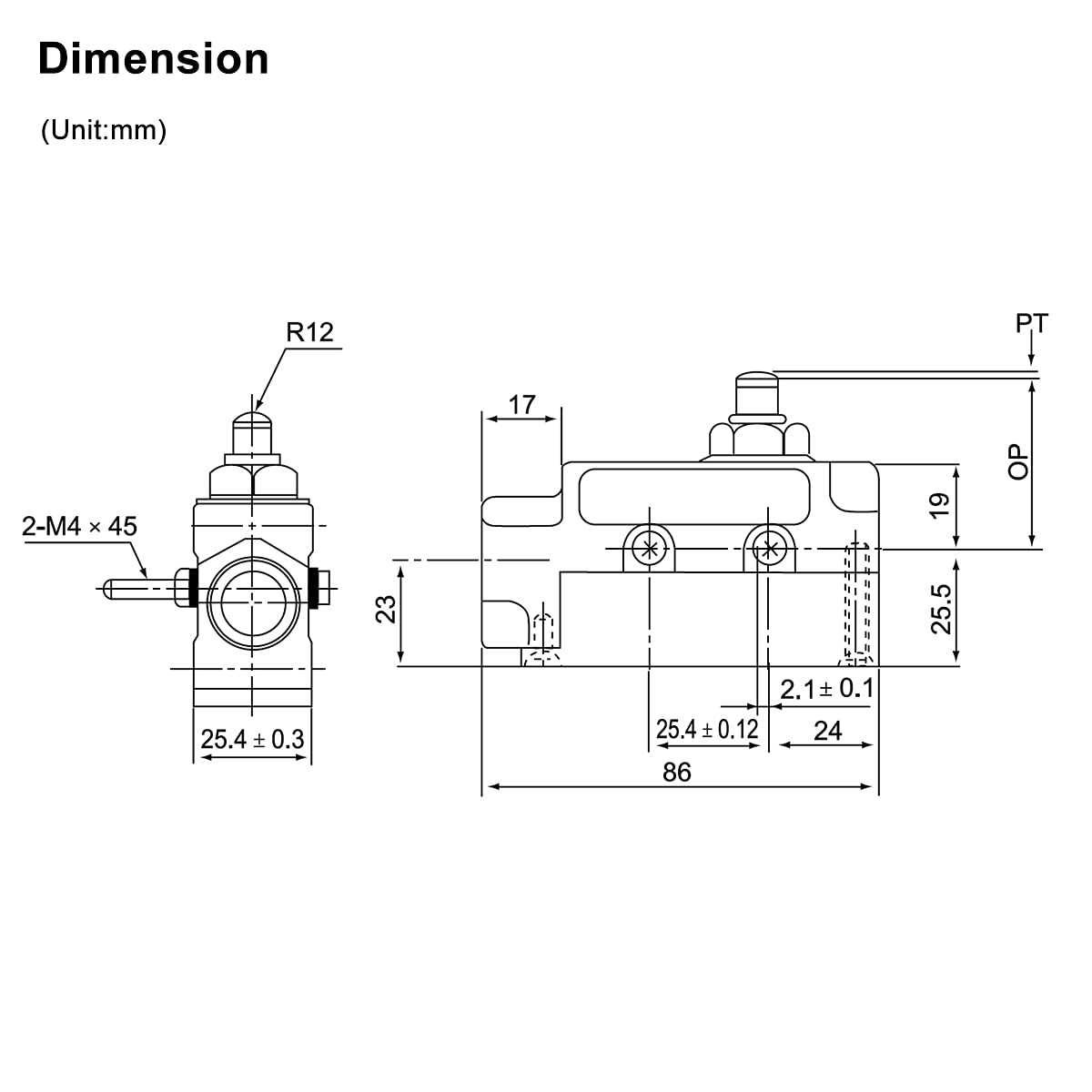 Baomain Plunger Limit Switch BM-6001 15A/250VAC for Push & Pull Door/Roll-up Door - BAOMAIN