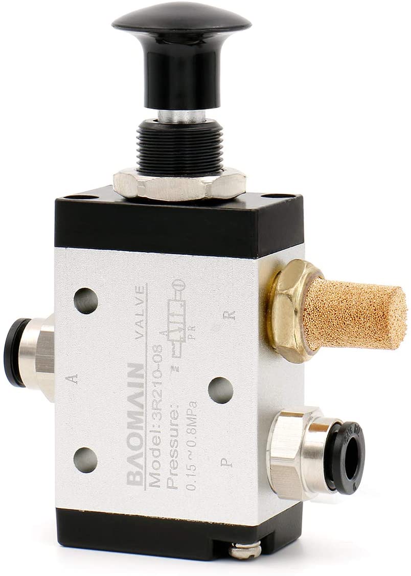 Pneumatic Air Hand Solenoid Valve 3 Way 2 Position Pneumatic Air Manual Control 1/4" PT 3R210-08 - BAOMAIN
