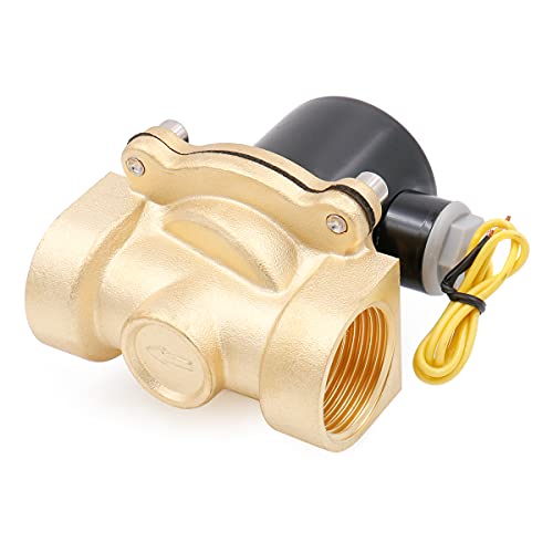 Baomain Pneumatisches 1-1/4 Zoll 12 V/24 V/110 V/220 V Normalerweise offenes 2-Wege-Elektromagnetventil aus Messing für Wasser, Luft 2W-320-32K